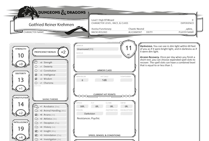create a dnd character fit for your needs